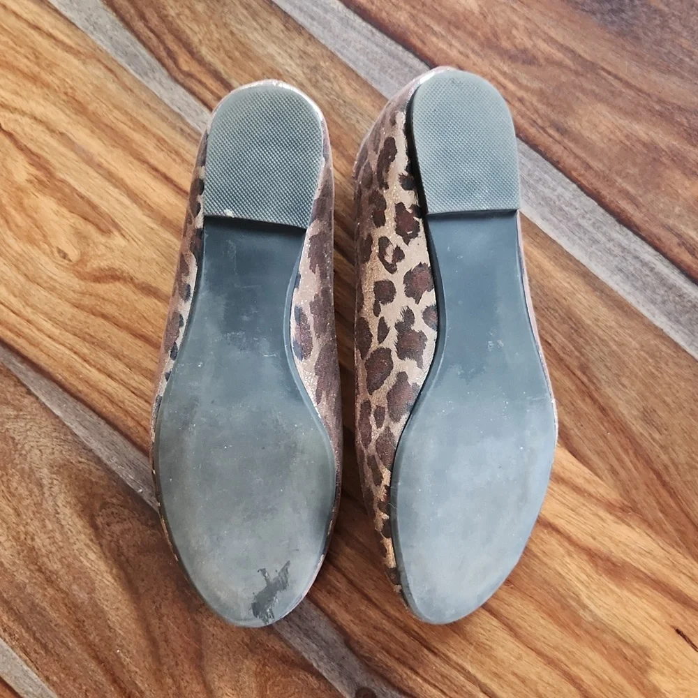 Cute Metallic Leopard Ballet Flats, Size 8, Nice, Report Brand
